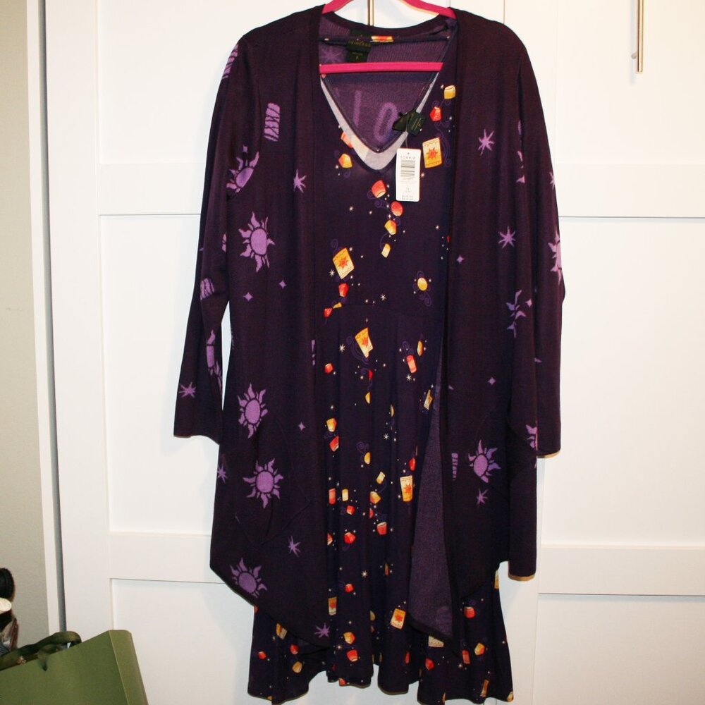 Disney Princess Torrid Women's size 1 Rapunzel Tangled Dress & Matching Cardigan